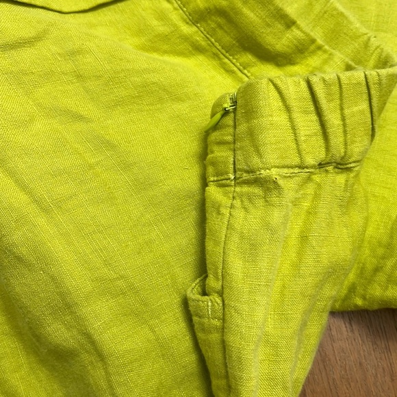 J Jill Pants Women Love Linen Wide Barrel Leg Crop Chartreuse Pockets- M Petite - Picture 4 of 4